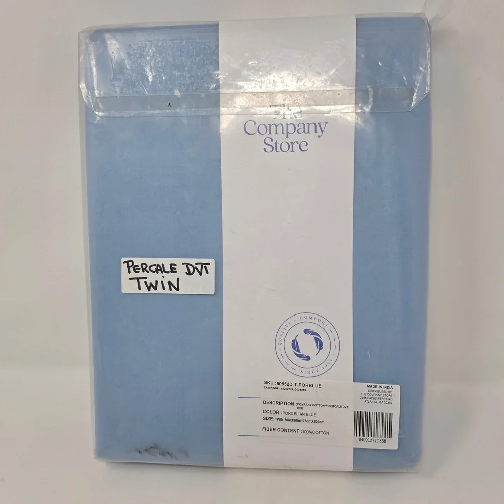The Company Store Twin Cotton Percale Duvet Cover Blue 50652D-T-PORBLUE